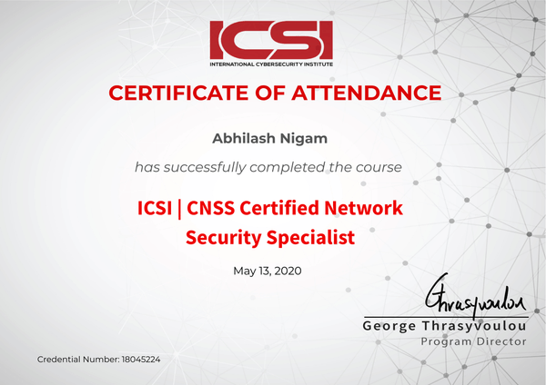 ICSI | CNSS Certified Network Security Specialist badge